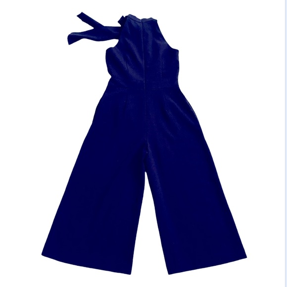 Vince Camuto Navy Blue Bow Neck Halter Cropped Jumpsuit size 2. Like new. NWOT - Picture 5 of 17